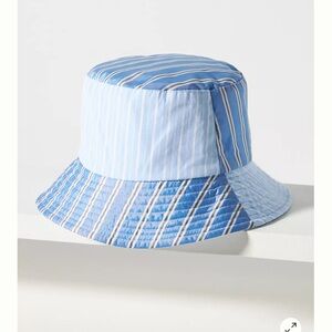 NWT Anthologie Cotton Pinstripe Bucket Hat